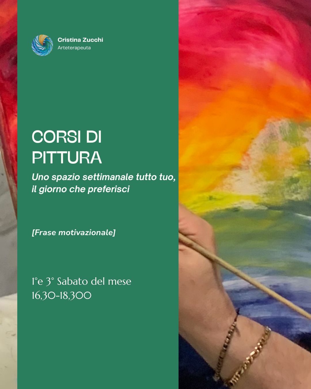 Corso di pittura del sabato a Padova — post Instagram con le date del secondo semestre