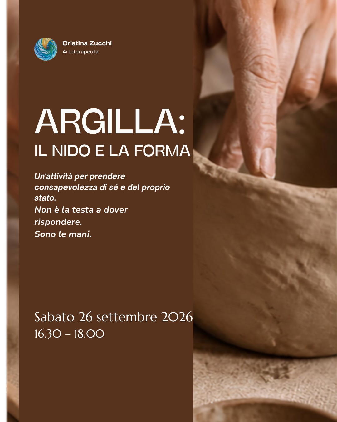 Argilla: il nido e la forma — post Instagram del laboratorio di sabato 26 settembre