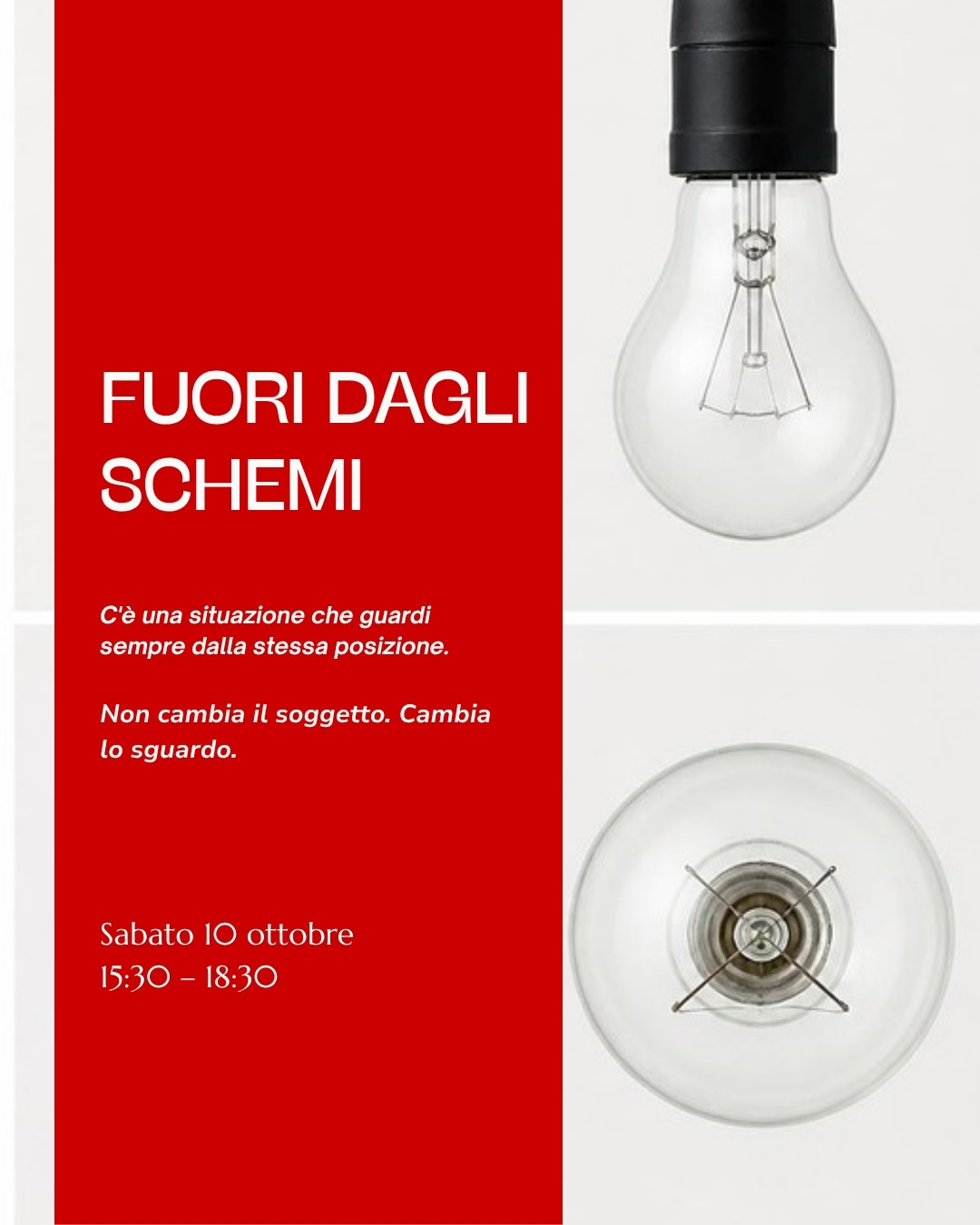 Fuori dagli Schemi — post Instagram del workshop di fotografia di sabato 10 ottobre