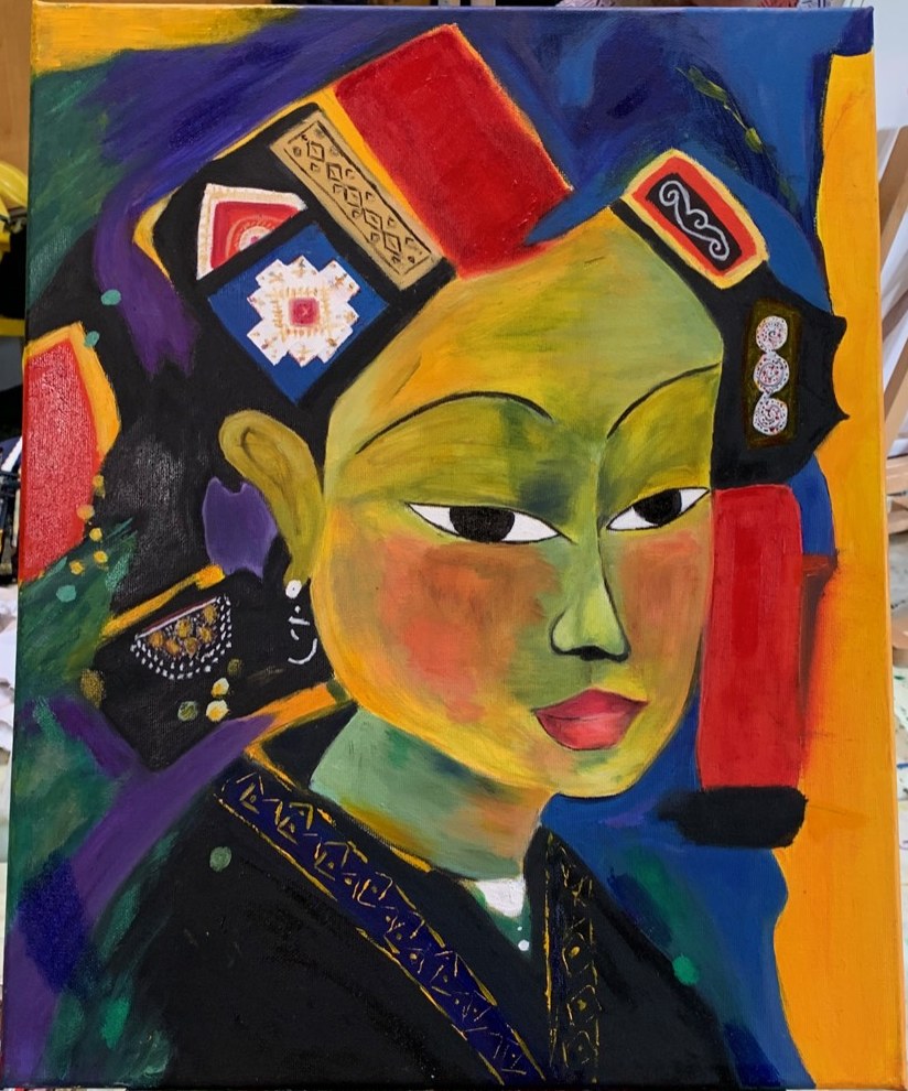 Ritratto a olio dai colori intensi dipinto da un’allieva del corso di pittura a Padova